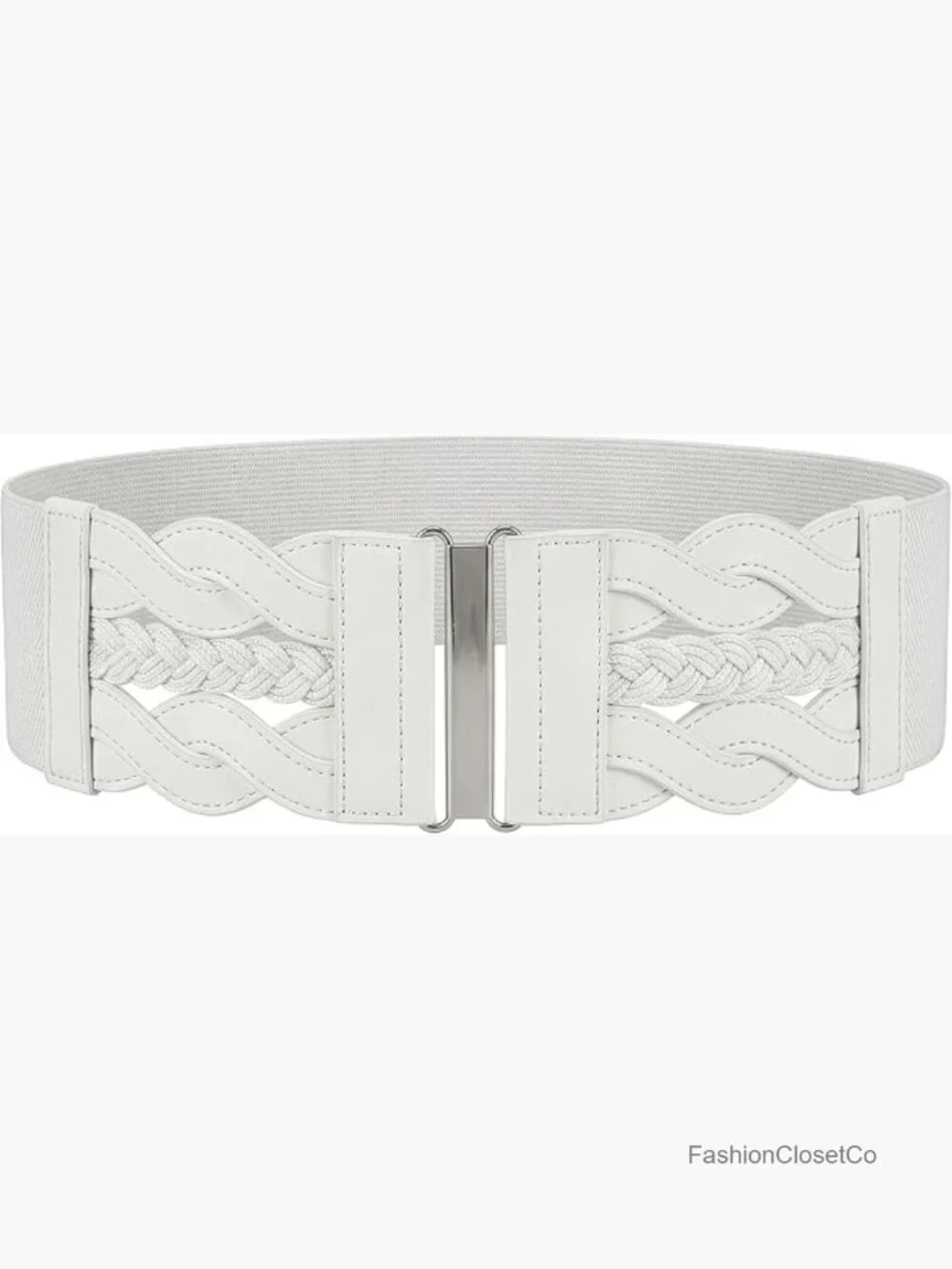 3 Inch Wide Elastic Vintage Braided Buckle Waist Belt